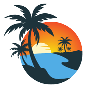 logo of a Kenyan travel agency with palm trees along a river where the sun sets